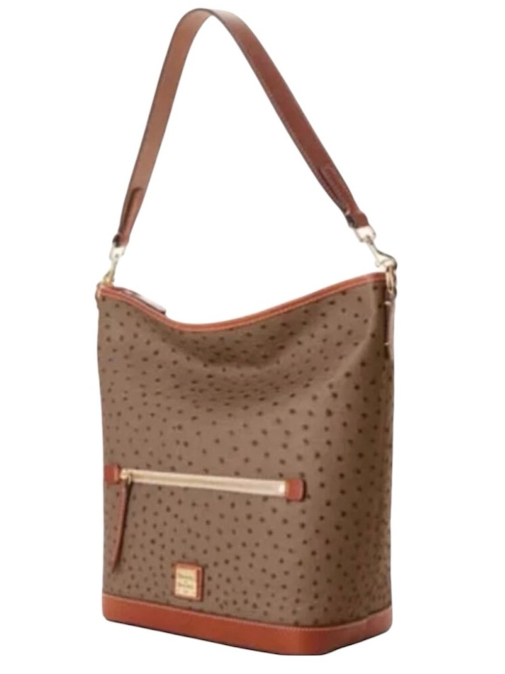 New Dooney & Bourke Ostrich Collection Hobo Bag Taupe
